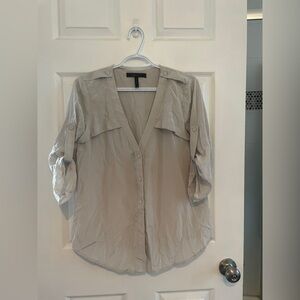 BCBGMaxAzria White 3/4 Sleeve Relaxed Blouse